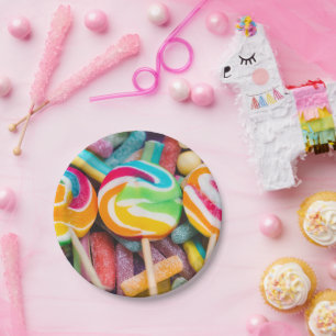 sweet candies paper plate
