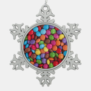 Sweet candies snowflake pewter christmas ornament