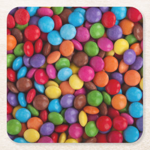 Sweet candies square paper coaster