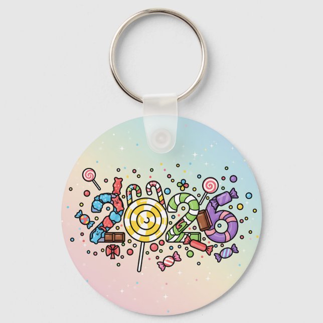 Sweet Candy 2026 Celebration Double-Sided Key Ring (Front)