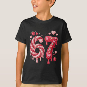 Sweet Candy 67 Strawberry Heart Drip Cute Valentin T-Shirt