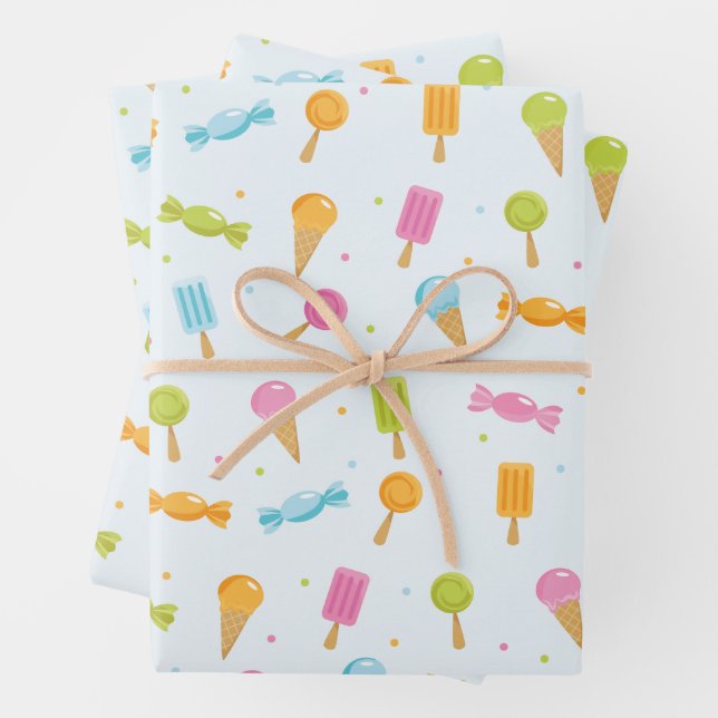 Sweet Candy and Ice Cream Gift Wrapping Paper (In situ)