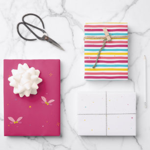 Sweet Candy and Pink Sparkly Magic Set Of Wrapping Paper Sheet