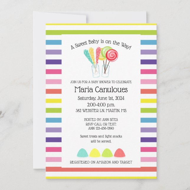 Sweet Candy Baby Shower Invitation  (Front)