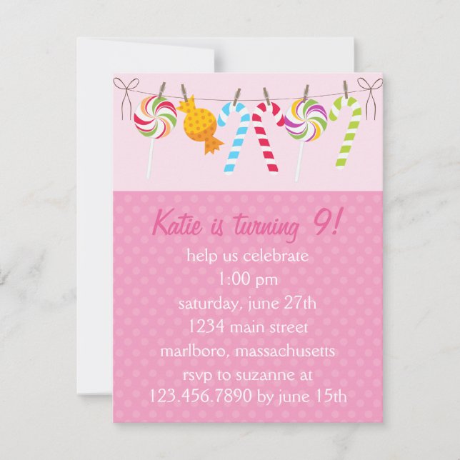 Sweet Candy Birthday Party Invitation (Front)