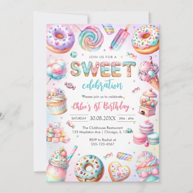 Sweet Candy Birthday Party Invitation (Front)