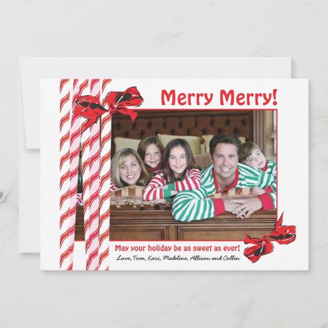 Sweet Candy Cane Christmas Photo Card (Front)