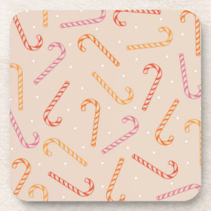 Sweet candy cane pattern coaster