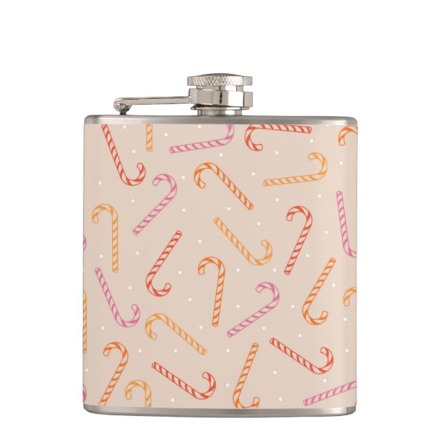 Sweet candy cane pattern hip flask (Front)