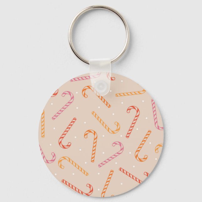 Sweet candy cane pattern key ring (Front)