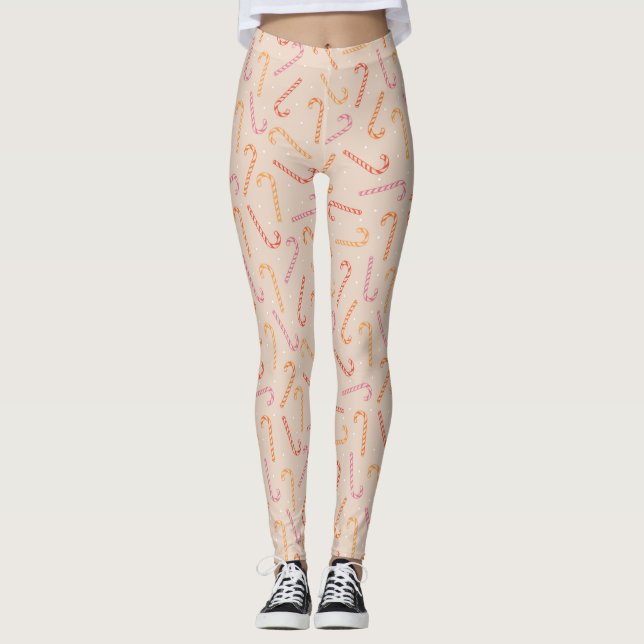 Sweet candy cane pattern leggings (Front)