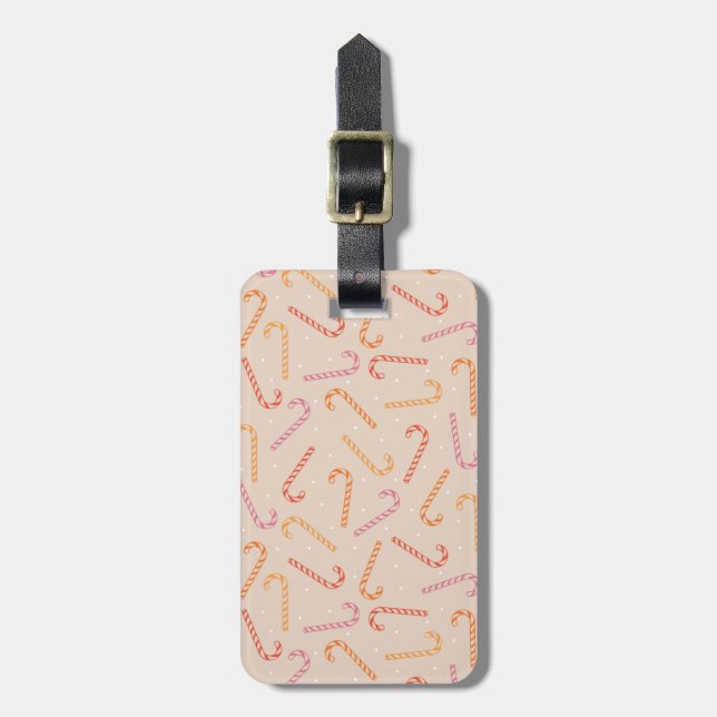 Sweet candy cane pattern luggage tag (Front Vertical)