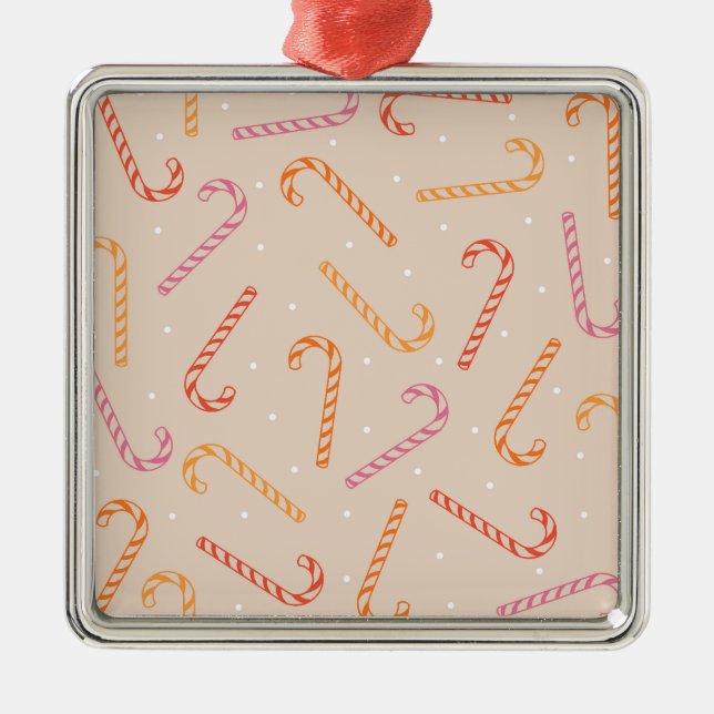 Sweet candy cane pattern metal tree decoration (Front)