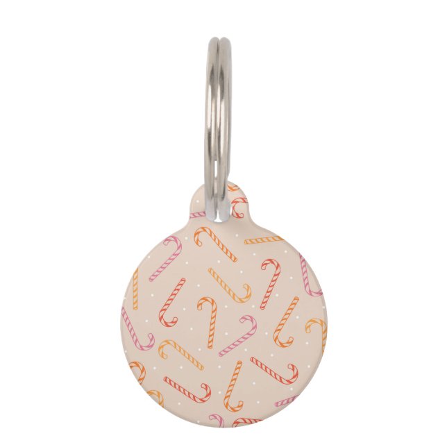 Sweet candy cane pattern pet tag (Front)