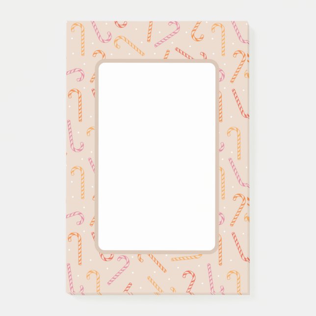 Sweet candy cane pattern post-it notes (Front)