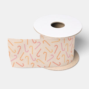 Sweet candy cane pattern satin ribbon