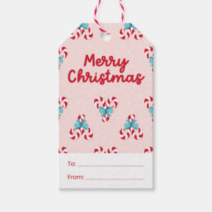 Sweet Candy Canes and Bows Christmas Gift Tags