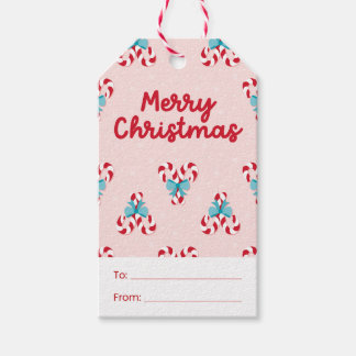Sweet Candy Canes and Bows Christmas Gift Tags