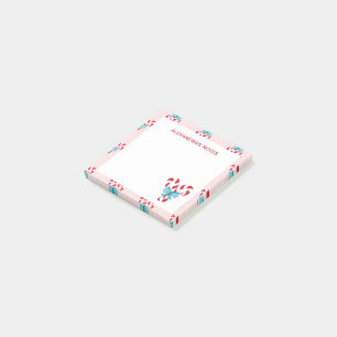 Sweet Candy Canes and Bows Christmas Pattern Post-it Notes