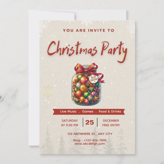 🍬🎄Sweet Candy Christmas Editable 5x7” Invitation (Front)