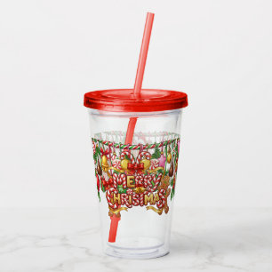 Sweet Candy Christmas Treats Gingerbread Man Acrylic Tumbler