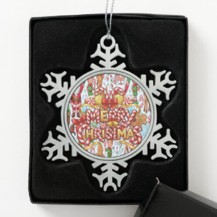 Sweet Candy Christmas Treats Gingerbread Man Snowflake Pewter Christmas Ornament