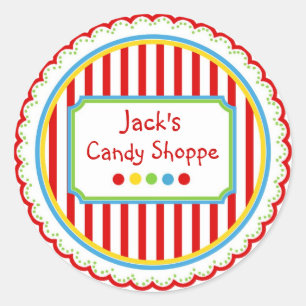 Sweet Candy  Circus Stripes Classic Round Sticker