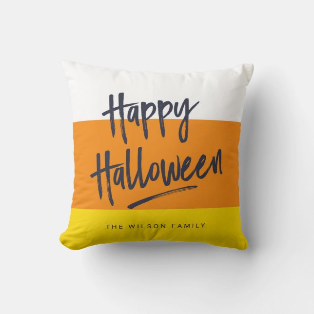 Sweet Candy Corn Happy Halloween Cushion (Front)