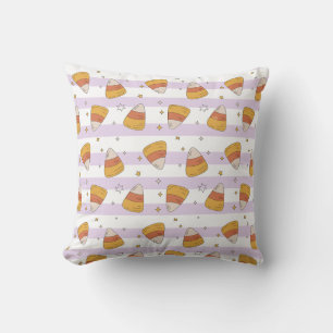 Sweet Candy Corn & Stars Halloween Pattern Cushion