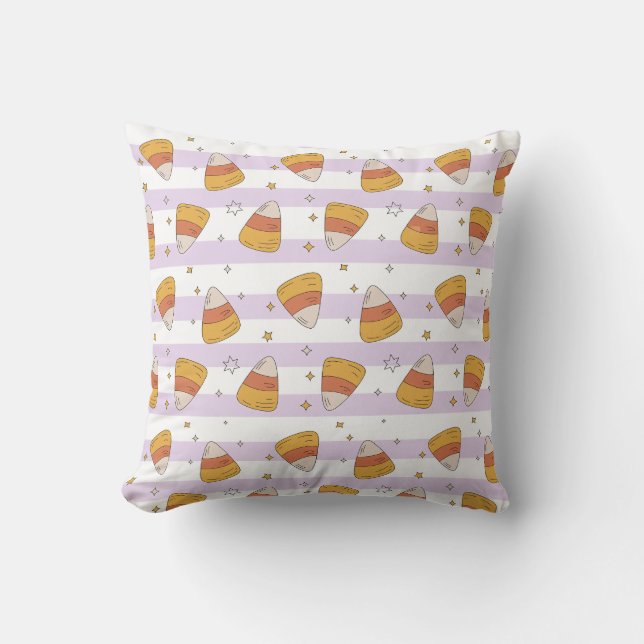 Sweet Candy Corn & Stars Halloween Pattern Cushion (Front)