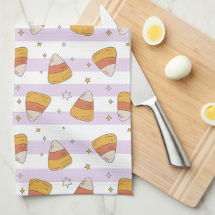 Sweet Candy Corn & Stars Halloween Pattern Tea Towel