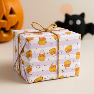 Sweet Candy Corn & Stars Halloween Pattern Wrapping Paper