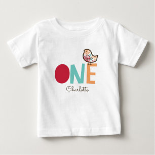 Sweet Candy Damask Chick Girl 1st Birthday Party Baby T-Shirt