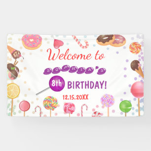 Sweet Candy Land Birthday Ice Cream Doughnut Backd Banner