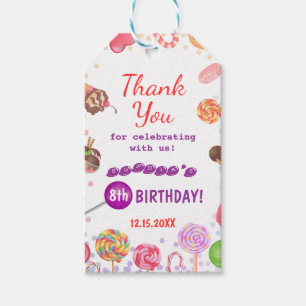 Sweet Candy Land Birthday Ice Cream Doughnut Party Gift Tags