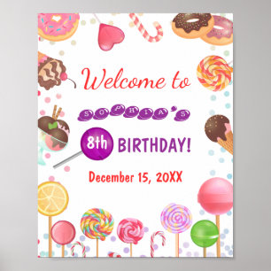Sweet Candy Land Birthday Ice Cream Doughnut Welco Poster