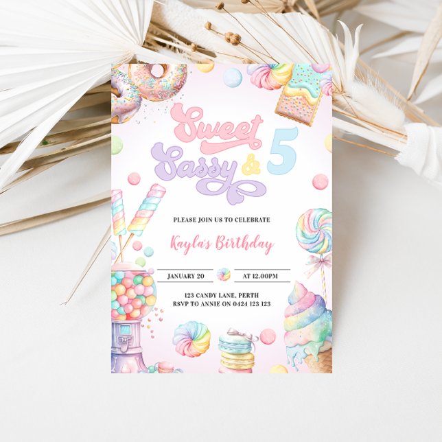 Sweet Candy Land Ice cream Girls 5th Birthday Invitation (Creator Uploaded)