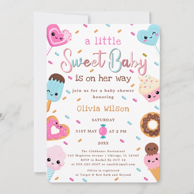 Sweet Candy Land Sprinkles Doughnut Baby Shower  Invitation (Front)