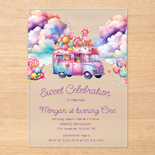 Sweet Candy Lane Kid's Birthday Budget Acrylic Invitations