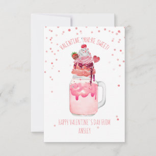 Sweet Candy Milkshake Classroom Valentine  Card