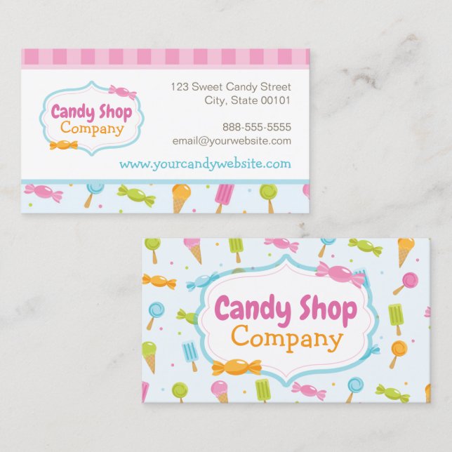 Sweet Candy Shop and Ice Cream Business Card (Front/Back)