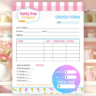 Sweet Candy Shop and Ice Cream Order Invoice Form Notepad
