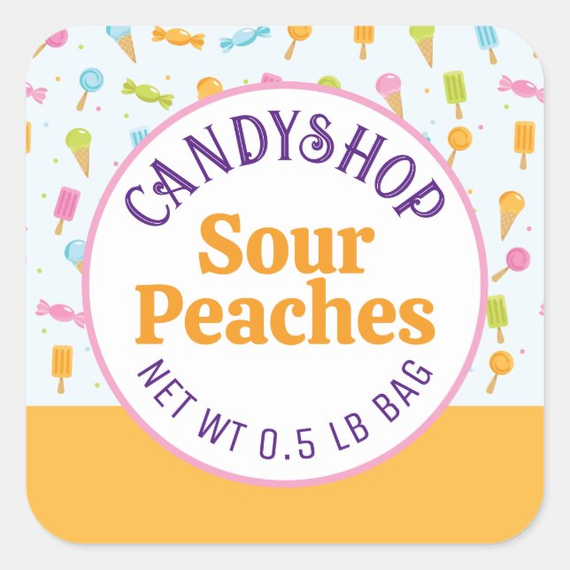 Sweet Candy Shop Ice Cream Orange Sticker Label (Front)