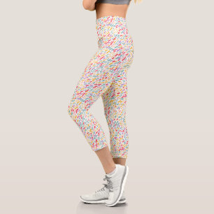 Sweet Candy Sprinkle Pattern Capri Leggings