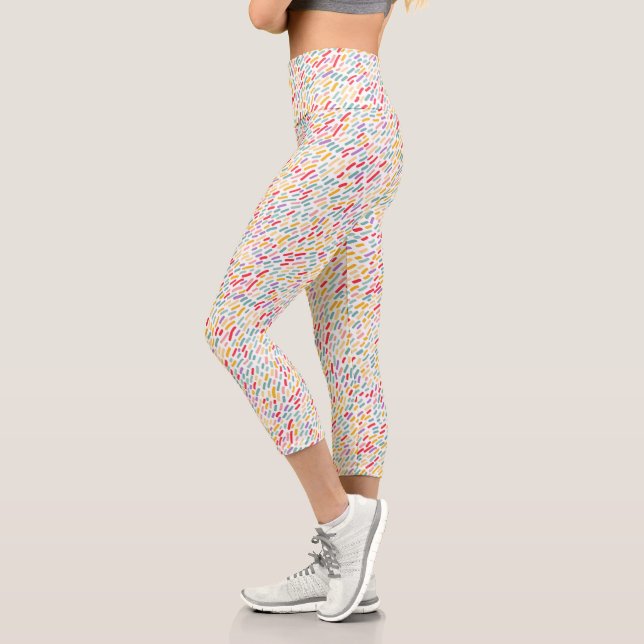 Sweet Candy Sprinkle Pattern Capri Leggings (Left)