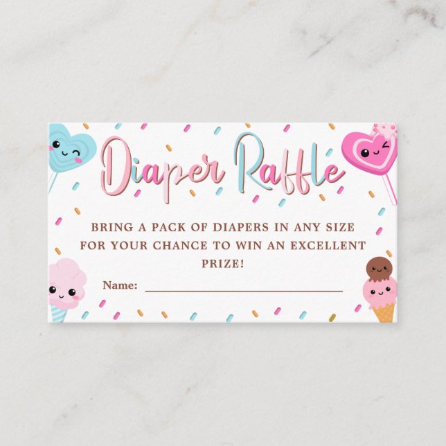 Sweet Candy Sprinkles Diaper Raffle Baby Shower Enclosure Card (Front)