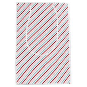Sweet Candy Stripe Red Pink Blue Holiday/Bday  Medium Gift Bag