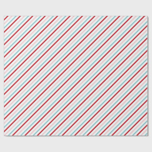 Sweet Candy Stripe Red Pink Blue Holiday/Bday Wrapping Paper