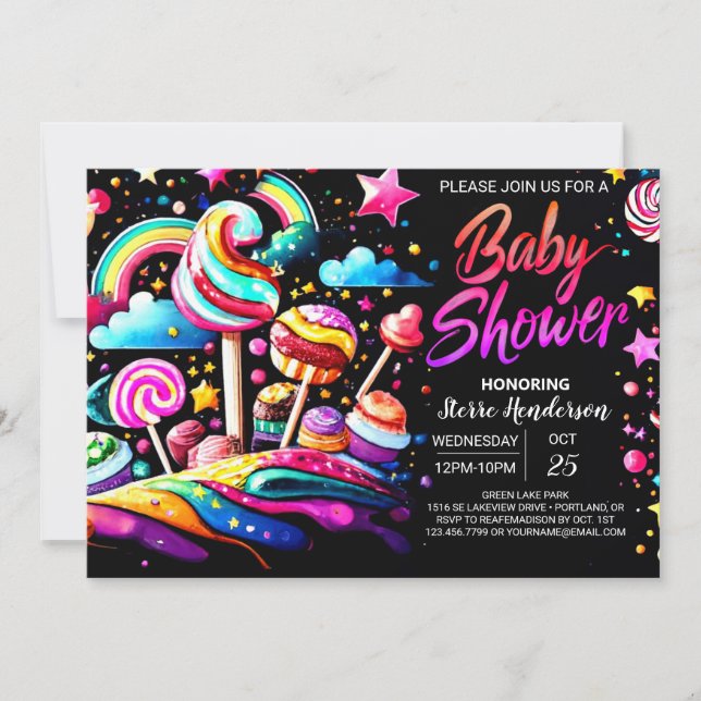 Sweet Candy Wonderland Baby Shower Invitation (Front)
