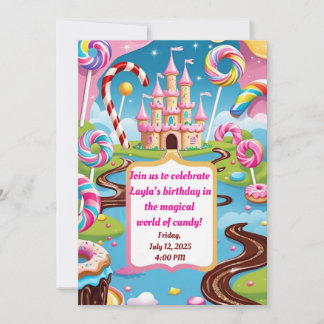 Sweet Candyland Birthday Party Invitation for Kids